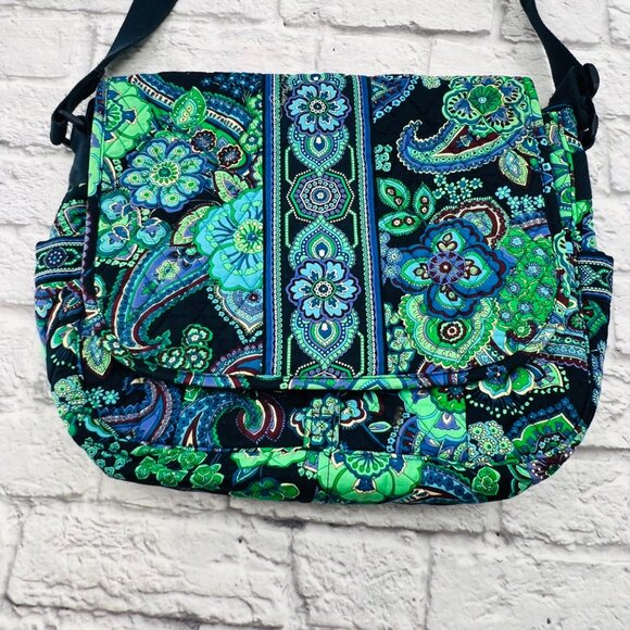 Vera Bradley Blue Rhapsody Messenger Bag With Adjustable Strap Multiple Pockets - Picture 2 of 11